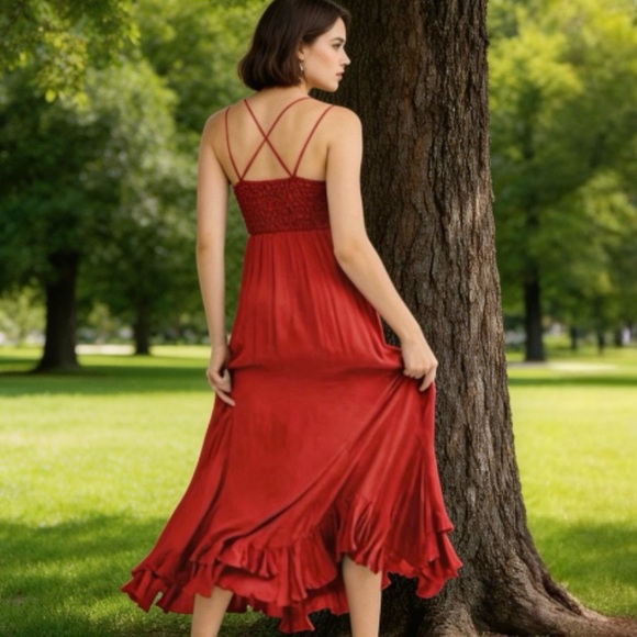 Free People Adella Maxi Lace Up Slip Dress Size Small - Picture 2 of 14